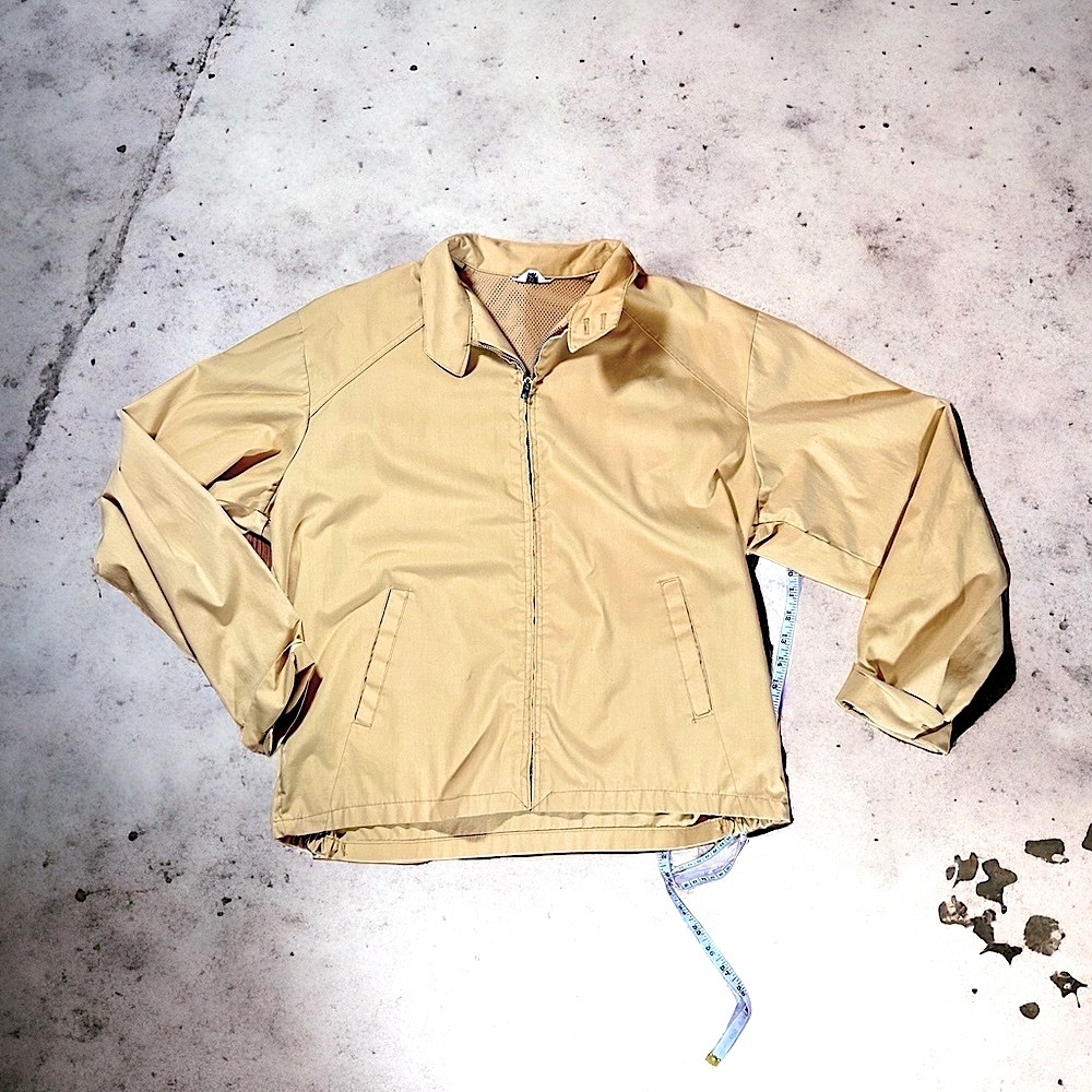 Vintage 70’s Beige Harrington bomber Jacket cropped western pattern Men’s M-L